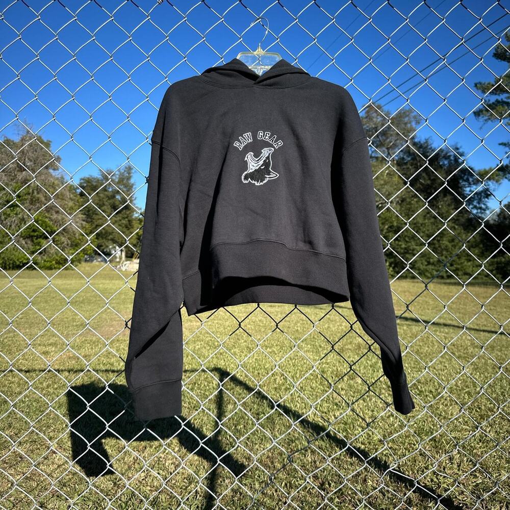 Cropped Raw Gear Black Wolf Hoodie